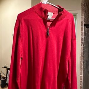 Jos A. Bank Red 1/4 Zip Long Sleeved
Pullover Sweater Men's Medium 100%
Cotton